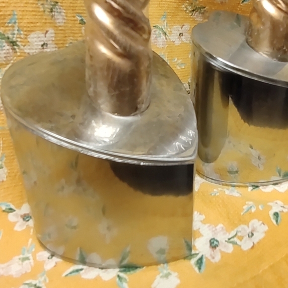 Pair of Vintage Stainless Steel Heart Shaped Votive & Taper Candle Holders🕯️ - Picture 5 of 16